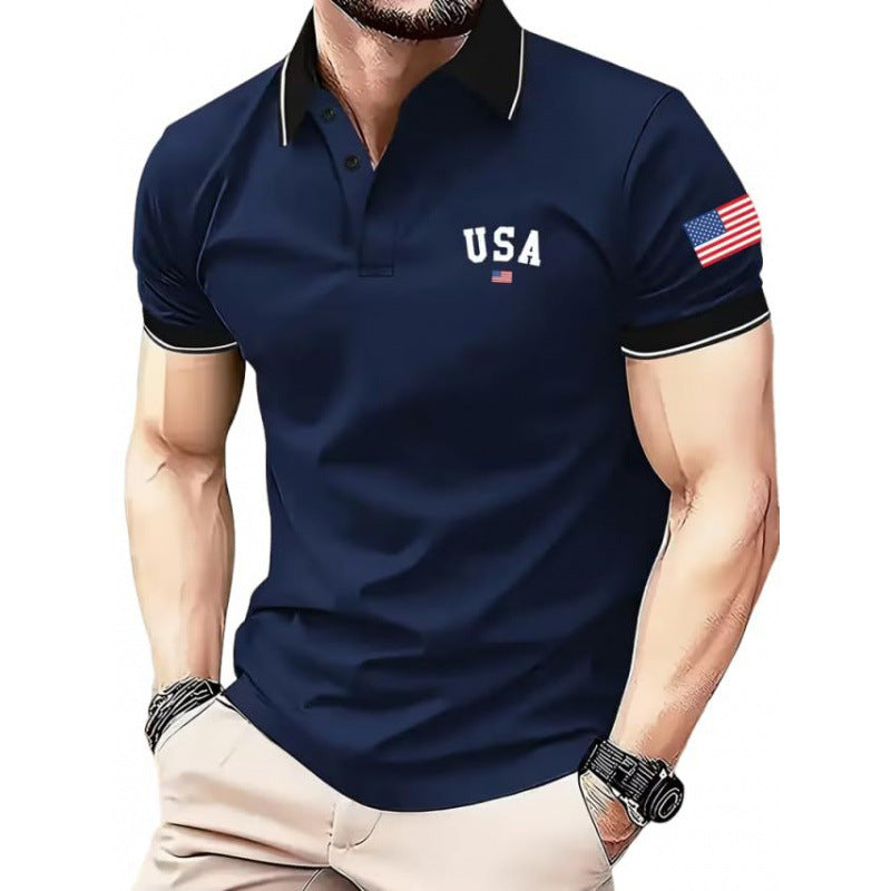 Fashion New Torn Texture US Flag Print Men Patriotic Crew Neck Summer Casual T Shirt