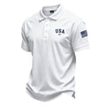 2027 fashion White Polo USA Embroidery Flag Sleeve Men Patriotic Short Sleeve Golf Top