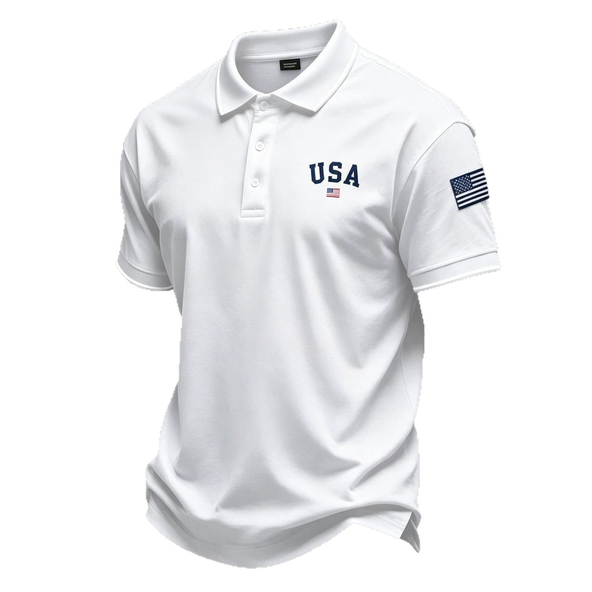 2027 fashion White Polo USA Embroidery Flag Sleeve Men Patriotic Short Sleeve Golf Top